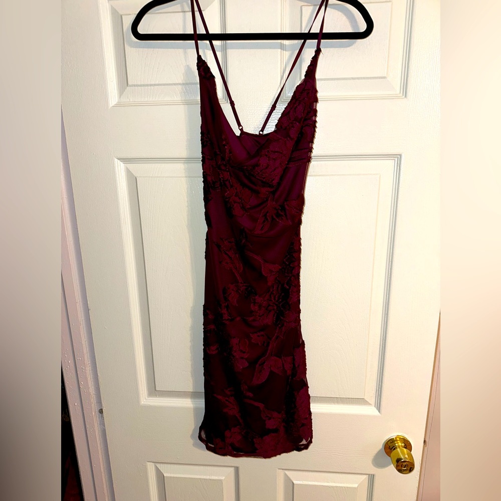 Plum Body Con Cowl Neck Dress - Size M